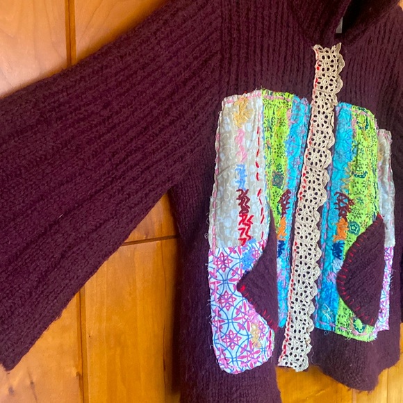 Free People baby doll cropped patchwork cardigan - Picture 2 of 6